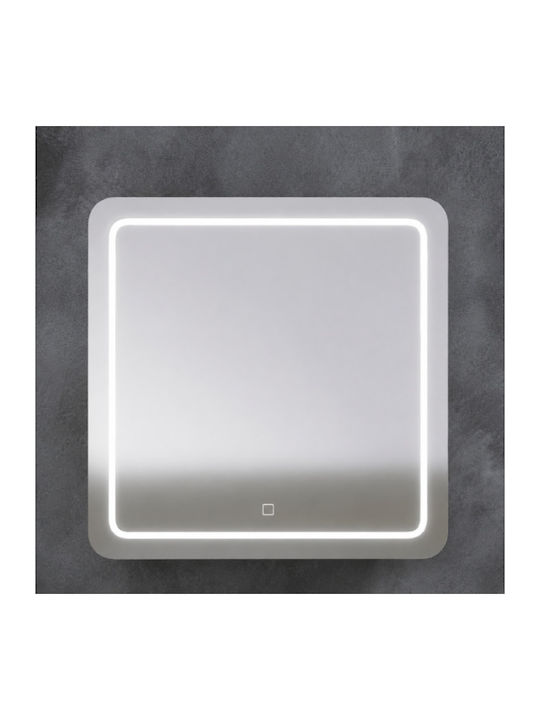 Tema Καθρέπτης Μπάνιου Led Αφής από MDF 60x60cm Λευκός