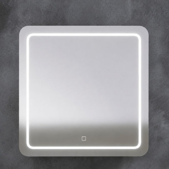 Tema 016-TEM-0158 Καθρέπτης Led Αφής από MDF 60x60cm Λευκός