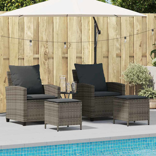 Fotoliu De Exterior Din Rattan Gri Cu Pernă 4 Bucăți Fotoliu De Exterior Din Rattan Gri Cu Pernă 4 Bucăți