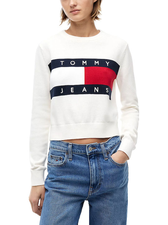 Tommy Hilfiger Flag Crew Neck Пуловер ecru червен син