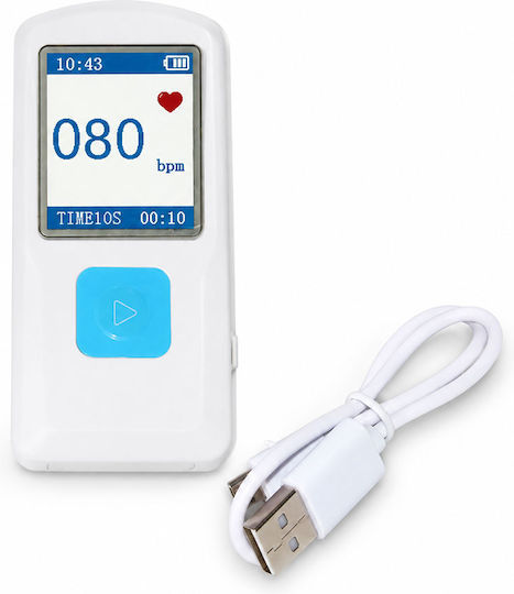 Contec Pm10 Monitor Cardiac Portabil Ecg Ekg Înregistrare și Stocare Semnal Ecg Afișare Ritm Cardiac Conexiune Usb la Pc Bluetooth la Telefon Mobil Ecran Color Cablu Alimentare