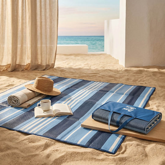 Ψάθα Παραλίας Πλαστική 150x180 Sand & Stone Blue 150x180