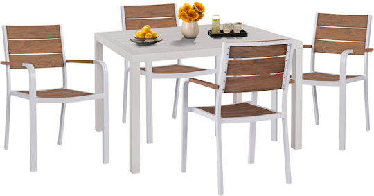 Set Dining 5 Piese Alb