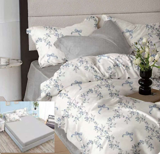 Set Huse Pentru Pilote 200x230cm Dublu Cu 4 Fețe De Pernă Și 1 Cearceaf Gri