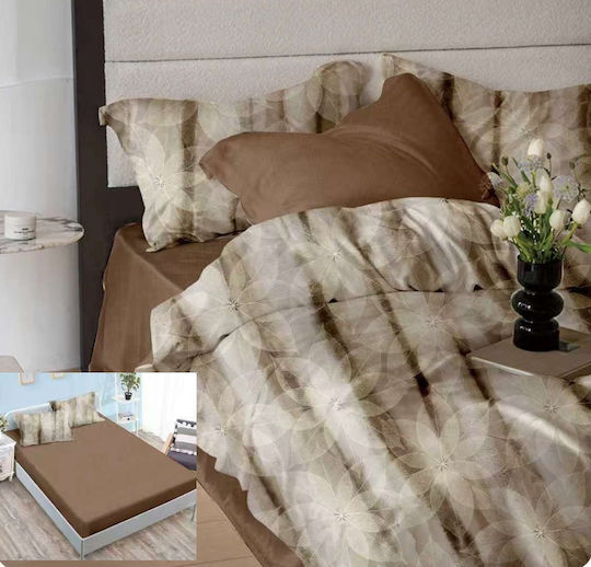 Set Huse Pentru Pilote 200x230cm Dublu Cu 4 Fețe De Pernă Și 1 Cearceaf Gri