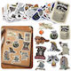 Set Decorative Stickers Raccoon Various Designs 50 Pcs 7-8 Cm