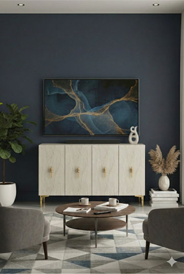 Wooden Sideboard White 120x32x75cm