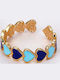 Aegean Blue Hearts Stainless Steel Adjustable Ring with Blue Hearts Gold Plated Opening Kids Ring RKID03