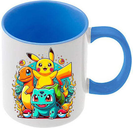 Pokemon Mug Blue Handle Interior