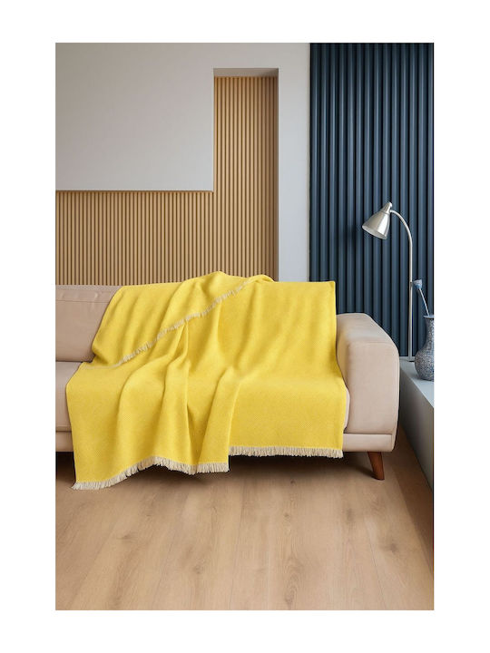 SteweHome Knitted Armchair Throw 180x215cm Yellow