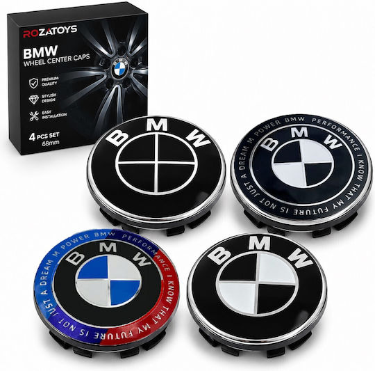Roza Set Car Wheel Center Caps Bmw 68mm 4 Pieces Premium Wheel Center Caps