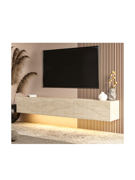 TV-Ständer mit LED-Beleuchtung Beige M180xT31xH28cm