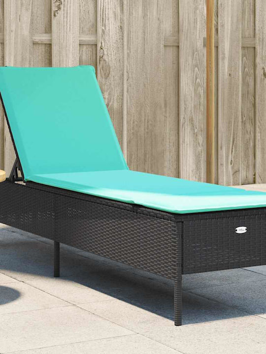 Șezlong Rattan Cu Pernă Negru 198x55x39cm