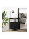 Wooden Bedside Table With Black Metal Legs 34x35.5x50cm