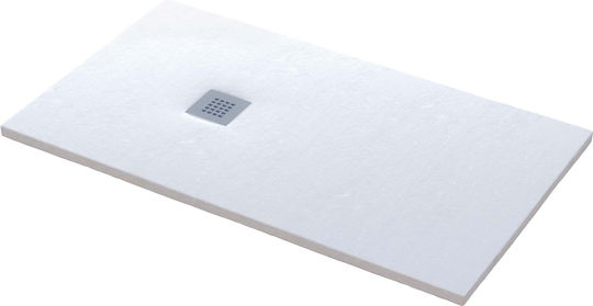 Sanitec Flat Stone Acrylic Shower 130x80cm White
