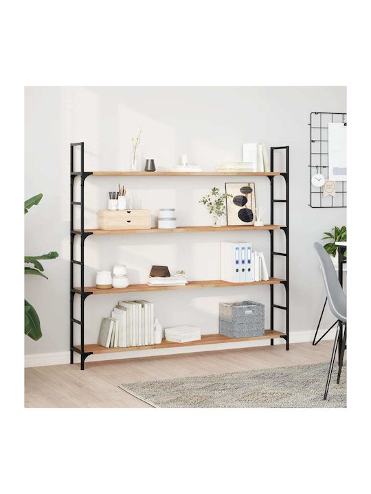 vidaXL Rectangular Bookcase Shelf Made of Solid Wood in Green Colour 120x20x2cm 3 Pieces