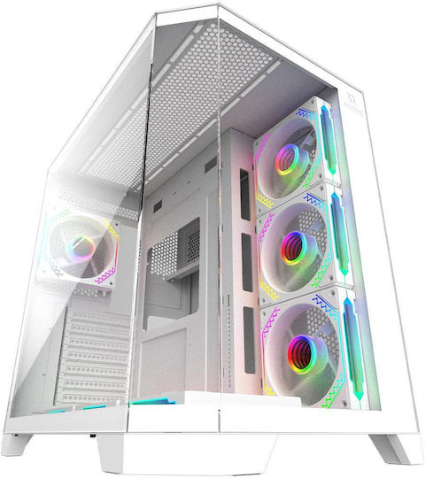 Aqirys Titan Gaming Midi Tower Κουτί Υπολογιστή με Πλαϊνό Παράθυρο και ARGB Φωτισμό Λευκό
