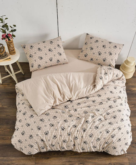 Rebeka Home Rebeka Home Duvet Cover Set 200x220cm Double with 2 Pillowcases and 1 Bed Sheet Beige