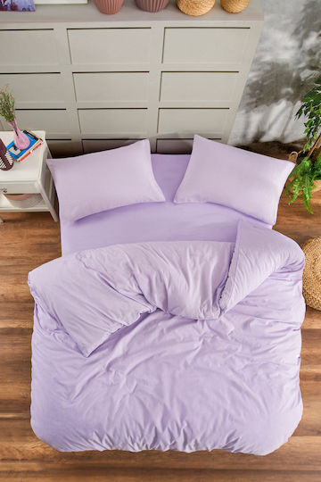 Rebeka Home Rebeka Home Cotton Duvet Cover Set 150x220cm Single with Pillowcase and 1 Bed Sheet Purple