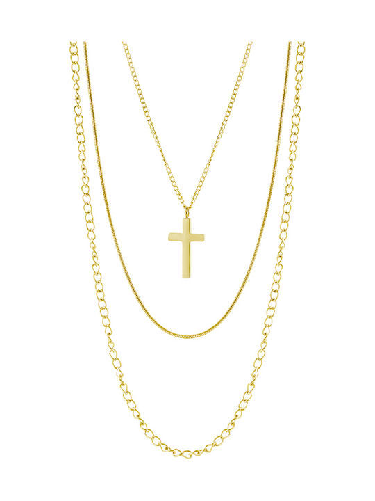 Loisir Kreuz aus Vergoldetem Stahl mit Kette Loisir Kreuz aus Vergoldetem Stahl mit Kette