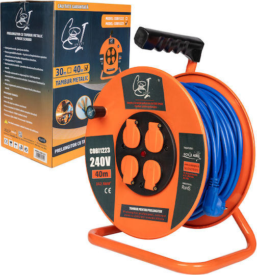 Verlängerungskabel Rolle mit Kabel 4m Kabelquerschnitt 3 x 2.5mm² und Erdung