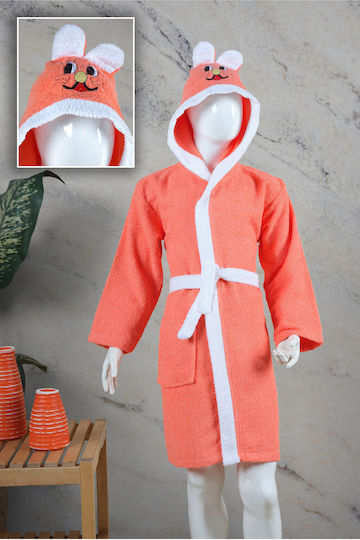 SteweHome Kinderbademantel Orange mit Kapuze