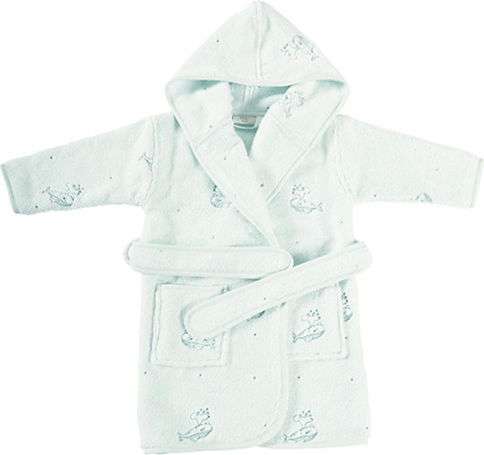 SteweHome Kinderbademantel Blau mit Kapuzen-
