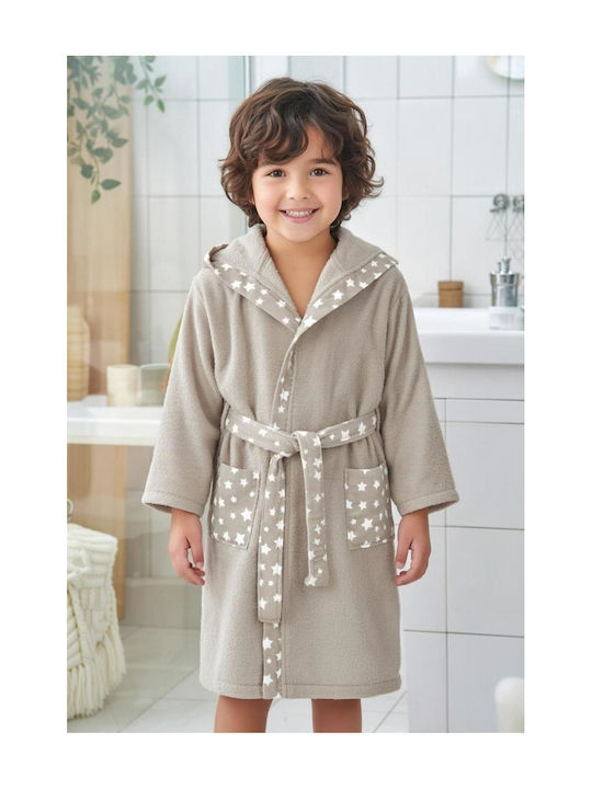 SteweHome Kinderbademantel Beige mit Kapuze