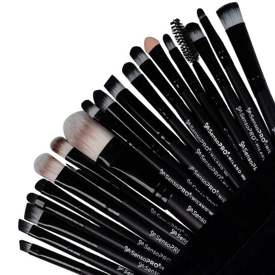 Sensopro Milano Travel Back To Black Set De Pensule Pentru Machiaj 20 Piese Cadou