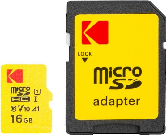 Κάρτα Μνήμης Microsdhc Kodak Premium Performance 16gb Κλάση 10 Uhs-1 U1 Προσαρμογέα Ekmsdm16ghc10j6
