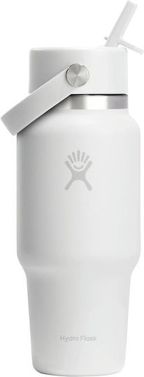 Hydro Flask Flask Μπουκάλι Θερμός Ανοξείδωτο 710ml White με Καλαμάκι