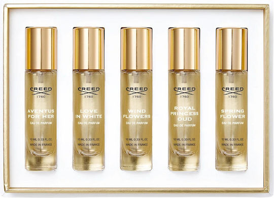 Set Creed Aventus Eau De Parfum Pentru Femei 10 Ml + Love In White Eau De Parfum Pentru Femei 10 Ml + Wind Flowers Eau De Parfum Pentru Femei 10 Ml + Royal Princess Oud Eau De Parfum Pentru Femei 10 Ml