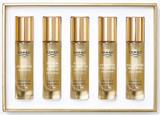 Set Creed Aventus Eau de Parfum Bărbați 10 Ml + Green Irish Tweed Eau de Parfum Bărbați 10 Ml + Silver Mountain Water Eau de Parfum Bărbați 10 Ml + Aventus Cologne Eau de Parfum Bărbați 1