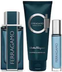Salvatore Ferragamo Ferragamo Intense Leather Eau De Parfum 100ml + Eau De Parfum 15ml + Gel De Duș 100ml