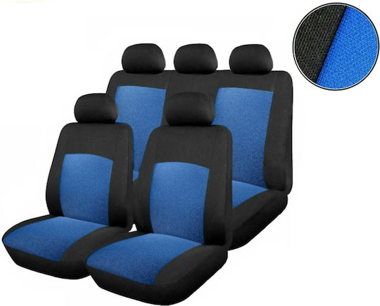 Universal Autositzbezüge Komplettset 9 Stück Schwarz Blau