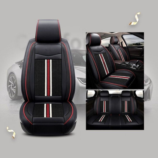 Luxury Seat Covers Set Black Leather Universal Upholstery