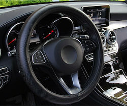 Universal Perforated Breathable Steering Wheel Cover Black Color Eco Leather Car Van Suv