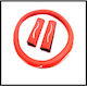 Cover-Set Für Lenkrad Sitzgurte Aus Eco-Leder Lenkraddurchmesser 37-39cm Rote