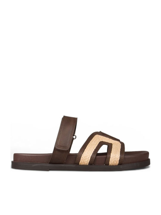 Damen Flache Sandalen Braun