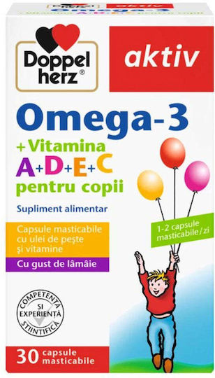 Doppelherz Omega 3 + Vitamina A + Vitamina D + Vitamina E + Vitamina C 30 Capsule Cu Aromă De Lămâie