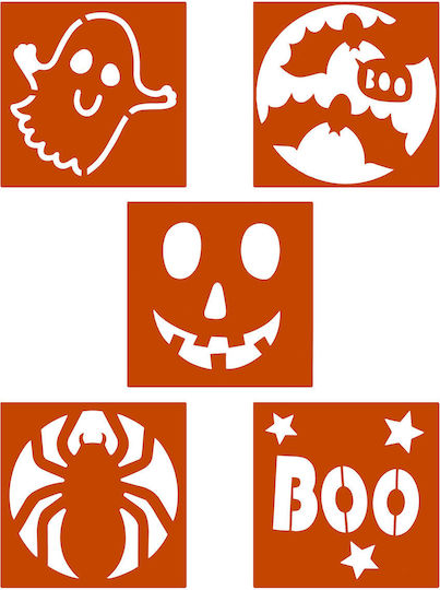 Halloween Stencil Set 5 Pcs Pumpkin Spider Ghost Bat Boo Design Stencils