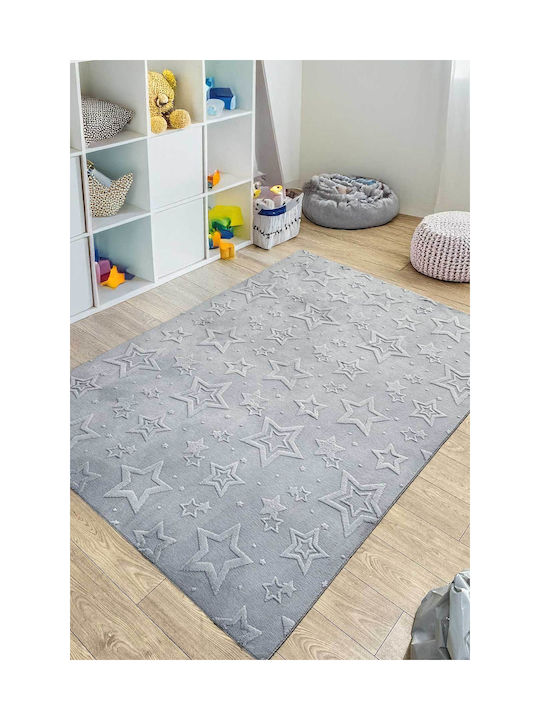 SteweHome Kids Rug Stars Cotton Gray 100x200cm Thickness 60mm