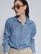 Long Sleeve Women's Denim Shirt Blue