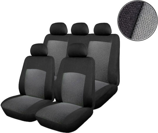 Universal Autositzbezüge Vorder- und Rücksitze Vollsitze 9 Stück Grau-Schwarz