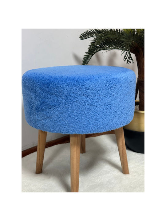 Living Room Wooden Blue Stools