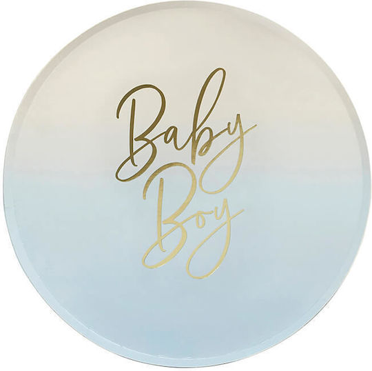 Paper Plates Sky Blue Ombre Baby Boy 8 Pieces