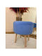 Living Room Wooden Blue Stools
