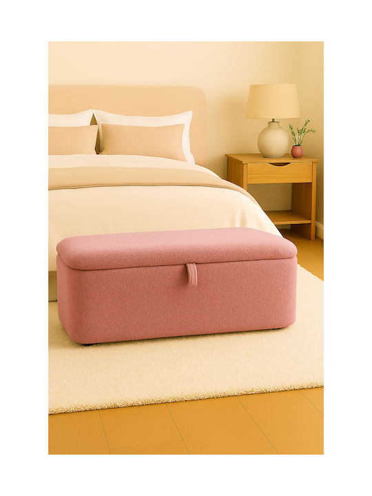 Living Room Bed Stool With Storage Space Upholstered In Brown Fabric