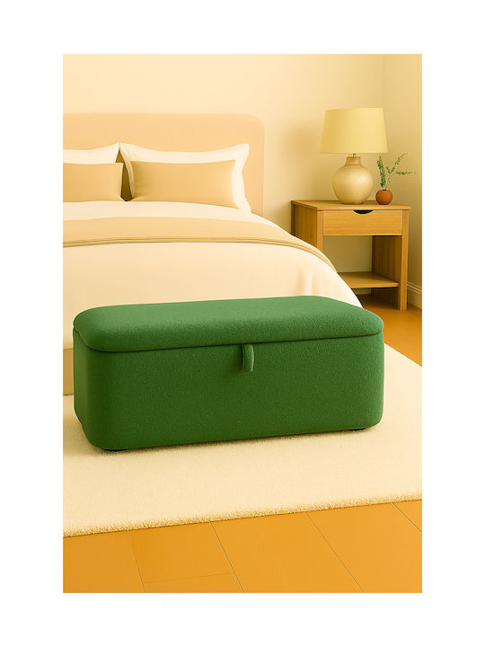 Living Room Bed Stool With Storage Space Upholstered With Dark Blue Fabric