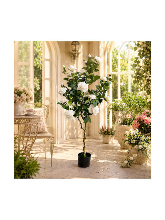 Decorative Artificial Rose Tree White Flowers Pot 135cm